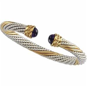 Twisted Amethyst Cable Bangle Bracelet