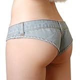 ユニセックス レディース メンズ 極浅Tバック デニム ショート short ジーンズ ホットパンツ Mサイズ サックス