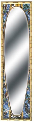 Fabric Inlay Surfboard-Shaped Mirror in charcoal Surfin' Safari