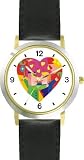 4142Ss9zyZL. SL160  Man & Woman in Heart   Love & Friendship Theme   WATCHBUDDY® DELUXE TWO TONE THEME WATCH   Arabic Numbers   Black Leather Strap Childrens Size Small