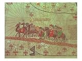Catalan Atlas, Detail Showing the Family of Marco Polo (1254-1324) Travelling by Camel Caravan,1375 Art Giclee Poster Print, 12x9