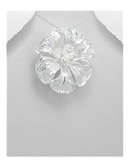 Flower Pendant Necklace In 92.5 Sterling Silver