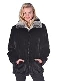Zippered Black Rabbit Bomber Jacket - Rex Trim