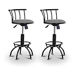 2 24"-29" Gray Vinyl Seat Black Adjustable Specialty / Custom Barstools Set ....