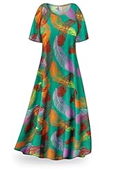 Plus Size Petite A-line Short Sleeves Polyester/Spandex Feathers Stretchy Maxi Dress 