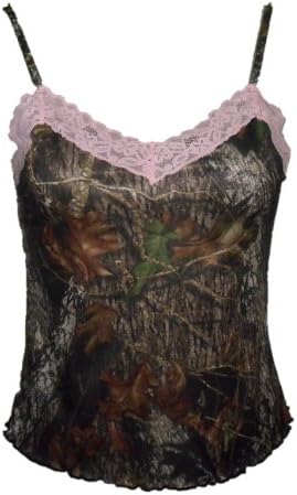 Mossy Oak Pink Lace Camisole - Womens Break Up Silky Camo Cami Top Lingerie (XX-Large JR)