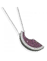 MMA Silver - 17 inch+1.5 inchExtension Rhodium Plated Necklace with CZ Pendant