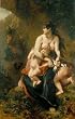 Leinwandbild auf Keilrahmen: Eug�ne Delacroix, "Medee furieuse ou Medee sur le point de tuer ses enfants", 45 x 71