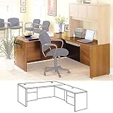 10500 Series Single Pedestal Desk, Right Pedestal, Natural Maple, 66 x 30