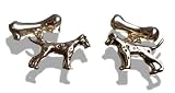 Image of Solid Silver Dalmation Dog & Bone Men's Cufflinks