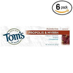 Tom's of Maine Natural Care Toothpaste, Propolis & Myrrh, Antiplaque, Cinnamint, 6 oz (170 g) (Pack of 6)