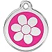 Red Dingo Personalized Flower Pet ID Dog Tag (Large Hot Pink)