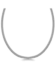 Sterling Silver Rhodium Plated Popcorn Chain Necklace