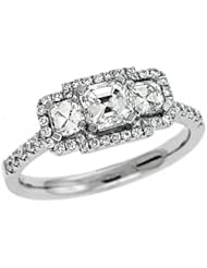 14K White Gold 1.17cttw Round Diamond Three Stone Ring