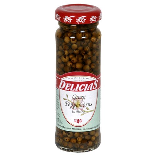 Delicias Green Peppercorns in Brine, 3.5-Ounce Bottles (Pack of 12)