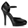 Pleaser Shoes Women��s LIP-180, 5" Stiletto Heel Dorothy Ankle Strap Platform Leather / Pat Pump