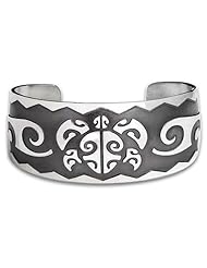 Sterling Silver Honu Turtle Wide Tahitian Bracelet. Made in USA.