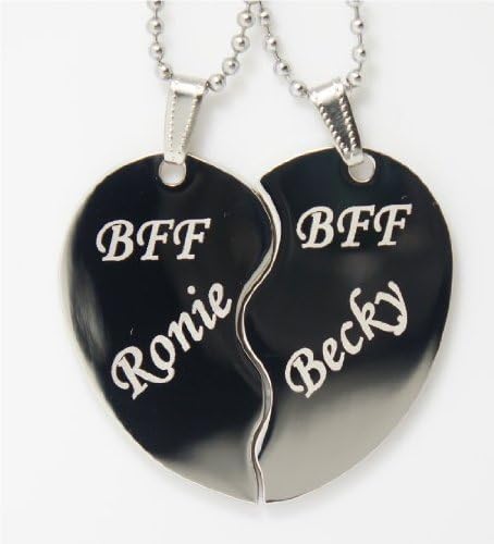 Best Friends Froever Personalize Split Heart Special Engraved Necklace Pendant Dog Tag W/chain and Gift Pouch