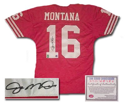 Joe Montana San Francisco 49ers NFL Hand Signed Authentic Away Red Football Jersey