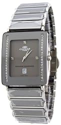 Mens Oniss Swiss Movement Silver Face with Diamond Trim Rectangular Design Diamonds Sapphire Tungsten