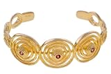 Yellow Gold Garnet Circle Cuff Bracelet