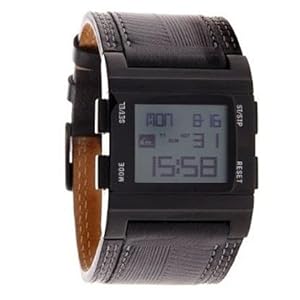 Quiksilver Men's Digital Watch M029AL-ABK With Leather Strap Quiksilver Men's Digital Watch M029AL-ABK With Leather Strap