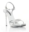 4 1/2 Inch Trendy Bridal Shoe Eveningwear Nightlife Dancing Shoes Silver With Rhinestones