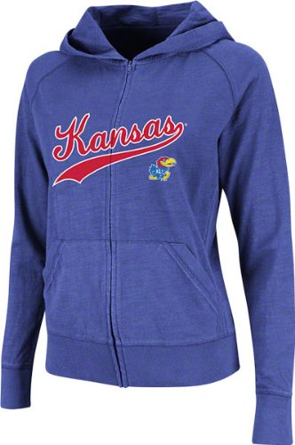 Kansas Jayhawks Women's Royal Twist Long Sleeve Full-Zip Hooded Slub T-Shirt