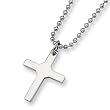 Polished Stainless Steel Cross Necklace on 22" Bead Chain
