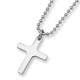 Polished Stainless Steel Cross Necklace on 22" Bead Chain