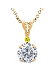 1.02 Ct Round H/I Diamond Canary Diamond 14K Yellow Gold Pendant