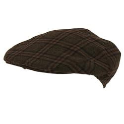Plaid Snap front Ivy Cabbie Driver Hat Cap Charcoal Large Extra Large