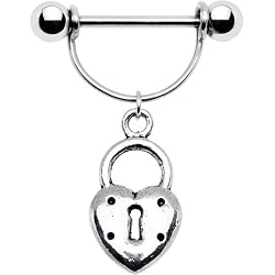 Handcrafted Padlock Heart Nipple Ring