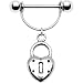 Handcrafted Padlock Heart Nipple Ring
