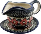 Polish Pottery Gravy Boat with Saucer 1530-134a