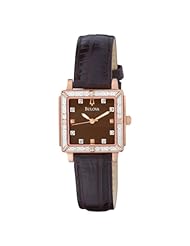 Bulova Womens 98R134 Brown Dial 24 Diamonds Strap Watch