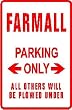 FARMALL TRACTOR PARKING street sign