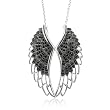 Sterling Silver Angel Feather Wing BLACK Diamond Pendant Necklace - 0.50 carat