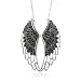 Sterling Silver Angel Feather Wing BLACK Diamond Pendant Necklace - 0.50 carat