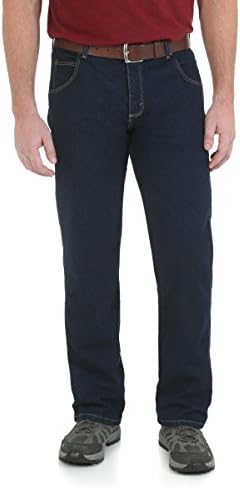 Wrangler's Men's Relaxed Straight Fit Indigo Blue Work Jeans (35, Dark Indigo Blue)