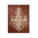 Vaxcel USA NCCHU006GW 6 Light Crystal Chandelier Lighting Fixture in White - Gold - Crystal