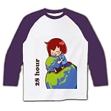 まいまいのどんくさいが28時間放送　ぱぴこＴシャツ ラグラン長袖Tシャツ(ホワイト×パープル) M