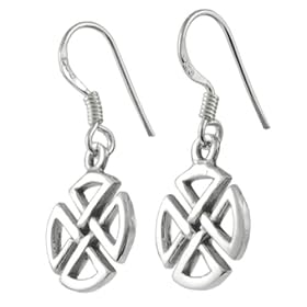 Sterling Silver Celtic Clover Design Shepherds Hook Earrings