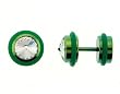 Stainless Steel Green Fake Plugs with Clear Crystals - 16G Stud - 8MM - Sold as a pair Stainless Steel Green Fake Plugs with Clear Crystals - 16G Stud - 8MM - Sold as a pair