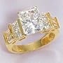 14K gold 4ct total weight Cubic Zirconia Radiant basket set center ring