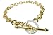 14 Karat Yellow Gold 7.5 Toggle Link Bracelet, Enhanced with Pave Set White Gold Diamond Circle.