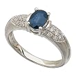 14Kt White Gold Blue Sapphire and Diamond Ring