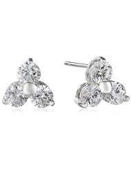 Sterling Silver Swarovski Cubic Zirconia 3-Stone Earrings