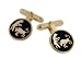 Classic yellow gold plated and black enamel bull and bear cufflinks with presentation box. Made in the U.S.A