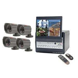 Q-See QR4274-418-3 7-Inch Retractable LCD with Built-in 4-Channel H.264 Real-Time Surveillance DVR 4 CCD Color Camera Kits Pre-Installed 320 GB Hard Drive